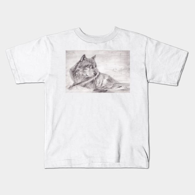 Wild wolf Kids T-Shirt by hicksi7